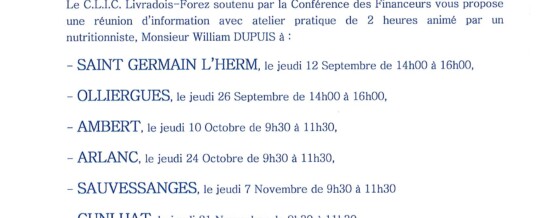 Nutrition – Réunions d’information avec atelier pratique